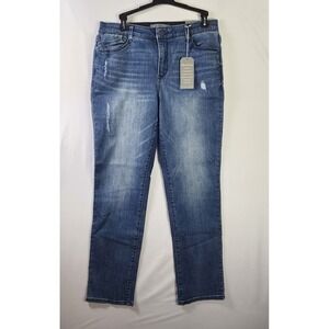 Wit & Wisdom Ab Solution Blue Woman's Jeans Straight Leg Raw Hem Size 10
